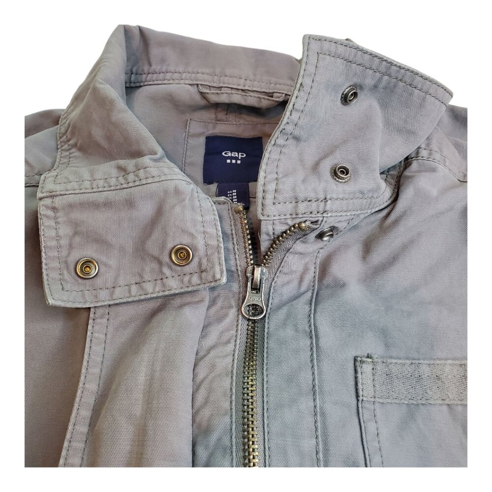 GAP SZ M Women's Zip Front Utility Safari Jacket Cargo Pockets in Gray - Picture 4 of 12